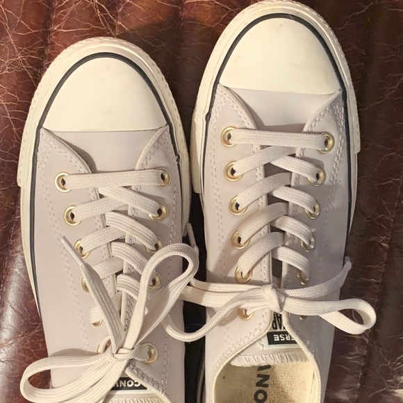 Converse Shoes - Grey Leather Platform Converse  All Star